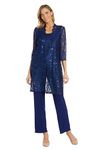 R&M Richards Womens 3PC Lace Pant Suit, Royal, 12 Petite