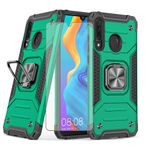 Asuwish Phone Case for Huawei P30 Lite/Nova 4E with Tempered Glass Screen Protector Cover and Ring Holder Stand Slim Hybrid Protective Mobile Cell Accessories Hawaii P30Lite P 30 30Lite Women Green