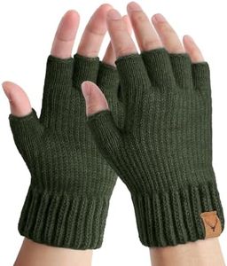 LADES Fingerless Gloves Thermal Winter Gloves Warm Knitted Half Finger Gloves Mittens for Men Typing Driving Working