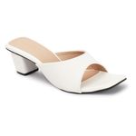 Smart & Sleek Heel Sandal Stylish Comfortable AB75. (white, 4)