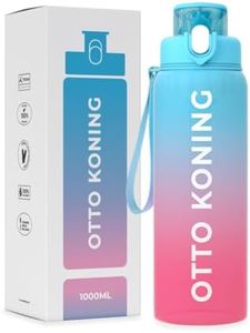 Otto Koning Botella Agua 1 litro Botella de Agua Deportiva con marcador de volumen, Botella de agua 1000ml Reutilizable para Colegio, Bicicleta, Gimnasio, Camping. A prueba de Fugas. Sin BPA