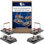 Professional Rat Traps 4-Pack | Instant Kill, Humane Heavy-Duty Spring, High Efficacy Pest Control - Easy Setup, Proven Results for Home & Commercial Use