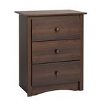 Prepac Drawer Tall Nightstand, Espresso, 3-Drawer, EDC-2403