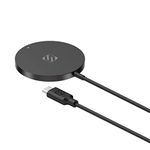 Scosche MSQP Magnetic Wireless Phone Charger, MagSafe Compatible Fast Charging Pad for iPhone 12, 13 and 14, Airpods, Earbuds with Wireless Charging Cases, & Other Wireless Charging Devices, Black