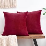 GriNeed Throw Pillow Covers Red Decorative Velvet Set of 2 20x20 Inch Pillow Covers, Soft Christmas Magenta Pillowcases for Couch Sofa Bed Living Room, Square Accent Cushion Covers