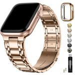 Fullmosa Compatible with Apple Watch Band 41mm 40mm 38mm with TPU Protective Case, Stainless Steel Watch Bracelet Metal Strap for Apple Watch SE/iWatch Band Series 9 8 7 6 5 4 3 2 1 Rose Gold