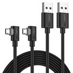 SUNGUY Micro USB Cable 2Pack Right Angle USB 2.0 to Micro B Charger and Date Cable for Samsung Galaxy S7/S7 Edge,Moto E4/G5,PS4,Xbox One,Kindle (6FT*2)