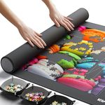 Newverest Jigsaw Puzzle Mat Roll Up, Saver Pad 60 x 100 cm Portable Keeper Up to 1000 Pieces with Non-Slip Rubber Bottom and Polyester Top + 3 Puzzle Sorting Trays, Travel-Friendly Storage Bag