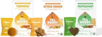 Tea Drops Herbal Trio Gift Set Sampler | Dissolvable Bagless Loose Leaf Tea | Iced or Hot | Caffeine Free Naturally Sweetened Peppermint, Turmeric, Citrus Ginger | 10 Per Flavor - 30 Servings