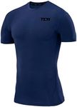 TCA Men's Compression Shirt - Short Sleeve Compression Shirt Men Quick Dry Athletic Workout Base Layer Thermal Top - Blueprint, X-Large