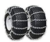 OakTen Set of 2 Tire Chains for Lawn Garden Tractors Mowers and Rider, 2-Link, Fits for Tire Size 24x13x12, 25x10x8, 26x10x12, 26x11x12