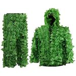 3D Leaf Ghillie Suit, Camouflage Woodland Hunting Geely Suits Camo Outfit Sniper Costume for Men, Hunters, Sniper Airsoft and Paintball Photography or Halloween