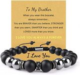 Leather Bracelet for Men Gift for Brother Adult - Valentines Day To My Brother Teen Boys Gift Ideas Preppy Bracelets with Engraved Wallet Card