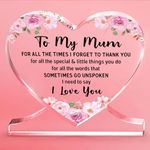 Gifts for Mum from Daughter or Son - Mum Birthday Gifts Acrylic Heart Shape Plaques, Mum Gifts for Mother's Day, Birthday, Christmas, Acrylic Plaque Gifts for Mum, Mummy