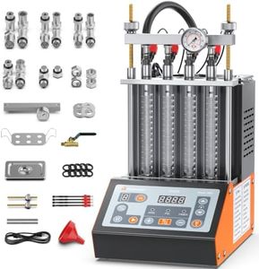 FOXWELL JT410 Fuel Injector Tester & Cleaner Machine, 4-Cylinder Ultrasonic Injector Cleaner with Heating, Featuring Visual Spray Pattern & Flow Rate, Resistance & Leak Test for 12V Injectors