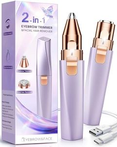 Eyebrow Trimmer Facial Hair Removal for Women: 2 in 1 Eyebrow Razor Electric and Face Shaver - Painless Rechargeable Hair Remover Device for Fine Hairs Peach Fuzz Upper Lip Chin
