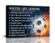 Soccer Wall Art Soccer Life Lessons Canvas Painting Prints Soccer Sport Inspirational Quotes Pictures Wall Decor Soccer Gifts for Boy Modern Artwork Home Decor for Boy's Room Bedroom Office 20"x16"