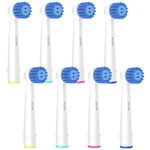 8 Pack Sensitive Gum Care Replacement Brush Heads Compatible with Oral b Braun Electric Toothbrush. Soft Bristle for Superior and Gentle Clean