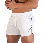 Superora Mens Running Gym Sport Shorts Breathable Outdoor Workout Training Shorts with Pockets White