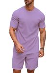 SMOWKLY Men's Pyjama Set || T-Shirt and Shorts Set for Men || Night Wear for Men || Night Suit for Men (1164_MTNS_LVNDR_3XL) Lavender