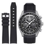 Stanchev Strap for Omega x Swatch MoonSwatch/Rolex Watch 20mm,Soft Silicone Omega X Swatch Moonswatch Speedmaster Replacement Strap,Curved No Gap Moonswatch Swatch strap for Men Women (Black1)