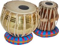 Sai Musical Sheesham Wood TB-0086 Hand Made Unique Design Brass Tabla Set Gold Color - A Musical Instrument.