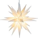 Elf Logic 14” Bright White LED Moravian Star Tree Topper - Hanging Outdoor/Indoor Christmas Tree Star Topper Light - Use as Holiday Decoration, Porch Light, Wedding and Ballroom Venue Decor