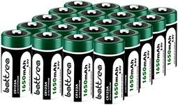 Battsea CR123A 3V Lithium Battery, 1650mAh 20 Pack CR17345 / CR123 / 123A / 123 Photo Batteries PTC Protected with 10 Year Shelf Life for Cameras Flashlights Sensors Keyless Locks Alarm Systems