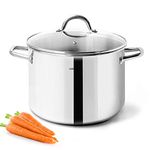 HOMICHEF Small Stock Pot 4 Quart Nickel Free Stainless Steel - Small 4 Qt Pot with Lid - 4Qt Stockpot with Lid - Soup Pot Small Cooking Pot 4 Quart - 4 Qt Pot with Glass Lid - Induction Pot with Lid