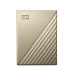 Western Digital WD 4TB My Passport Ultra Portable hard disk metal drive, USB-C & USB 3.1 with Automatic Backup,Password Protection, Compatible with Windows&Mac, External HDD-Gold