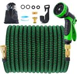 Jsdoin 50FT Expandable Garden Hose Pipe,Flexible Expanding Magic Hose with 3/4", 1/2" Fittings, 10-Function Spray Nozzle Hosepipes for Gardening and Car Washing（15m）