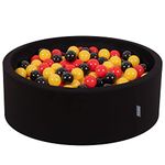 KiddyMoon 90X30cm/300 Balls ∅ 7Cm / 2.75In Baby Foam Ball Pit Made In EU, Belgium: Black/Yellow/Red