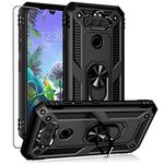 YZOK for LG Aristo 5 Case,with HD Screen Protector,LG Phoenix 5,LG Fortune 3 Case,[Military Grade] Ring Car Mount Kickstand Hybrid Hard PC Soft TPU Shockproof Protective Case for LG K8x (Black)