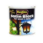 Rustins Quick Dry Satin Black Paint 250ml - Effortless Application for a Smooth, Professional Finish – Perfect for DIYers Seeking Fast Results, Elegance, and Durability on Interior & Exterior Surfaces