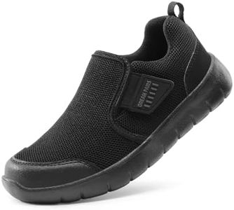 DREAM PAIRS Boys Girls Shoes Kids Slip on EZ-Ons Tennis Running Athletic Sports Sneakers,Size 11 Little Kid,Black,Luca-1