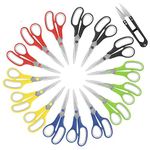 SKOCHE Scissors 8 Inch Multipurpose Scissors Bulk 15 Pack, Ultra Sharp Blade Shears, Comfort-Grip Handles Heavy Duty Scissors for Office Home Class School Paper Supplies