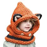 Azornic Baby Girls Boys Winter Hat Scarf Earflap Hood Scarves Caps 2-8 Years Kids (Orange)(Size: M)