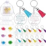 Otuuz 12 Set Employee Appreciation Gifts Acrylic Clear Inspirational Keychains with Tassels Organza Bags Thank You Motivational Cards for Coworkers Teachers Nurse Volunteer Staff Favor Gifts