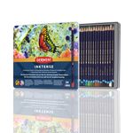 Derwent Inktense Pencils Tin, Set of 24, Great for Holiday Gifts, 4mm Round Core, Firm Texture, Watersoluble, Ideal for Watercolour, Drawing, colouring and Painting on Paper and Fabric (0700929)