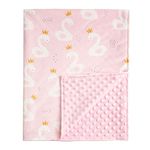 POSENPRO Baby Blanket for Boys Girls, Soft Plush Minky Baby Blanket with Dotted Backing, Lovely Swan Double Layer Toddler Receiving Blanket Throw for Stroller & Crib, 30 x 40 Inches