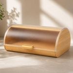 GURUBHAI EQUIPMENTS Bamboo Bread Box with Roll Top Cover | Large Bread Storage Box for Kitchen Counter | Keeps Bread Fresh | Modern Wooden Bread Bin for Home & Cafes