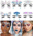 iMethod Face Jewels - Face Gems, Mermaid Face Jewels Stick On, Rave Accessories for Festival Holiday Costumes & Makeup, 6 Pcs, multicolored