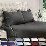 DREAMCARE King Size Bed Sheets - 4 Piece Deep Pocket King Sheets Set - Up to 21in Luxury Hotel Bedding Sets - Draps Lit King - Elegant Comfort - Shrink & Fade Resistant - (King Extra Deep, Gray)