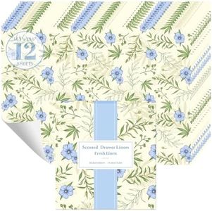 STRN Drawer Liners for Dresser, Linen Fragrant Drawer Liner 12 Sheets, Non-Adhesive Drawer Paper Liner for Bedroom Shelf Closet, Shoe Chest