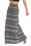 EXCHIC Women's Summer Beach Boho Long Skirt Stretchy High Waist Maxi Skirt(XL, 1)