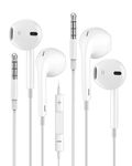 2 Pack Earphones，In-Ear Headphones 3.5mm Jack Wired Earbuds Noise Isolating Headset With Microphone Lightweight Wired with iPhone iPadPro Samsung Huawei Android MP3 Tablets Laptops and More device