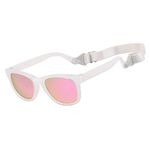 MAXJULI Polarized Baby Infant Sunglasses Safe, Soft, With Adjustable Strap For Girls Boys 0-24 Months BPA Free (Translucent White/Pink）