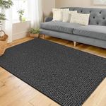 KOZYFLY Boho Rugs 4x6 ft Washable Area Rugs for Bedroom Rubber Backed Living Room Rugs Black White Braided Woven Cotton Indoor Outdoor Floor Carpet for Dining Room Living Room Bedroom