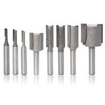 Mesee Set of 8 Pieces Straight & Dado Router Bits, 1/4-Inch Shank Straight Router Bit Set Double Flute Woodworking Milling Trimming Cutter Tools