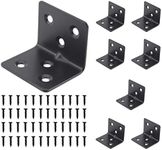 Heavy Duty Stainless Steel Corner Bracket,ULIFESTAR L Shaped Shelf Bracket 90 Degree Corner Brace Large Joint Right Angle L Bracket for Furniture Wood Cabinets Shelves 8 Pack Black(38x30x30mm)